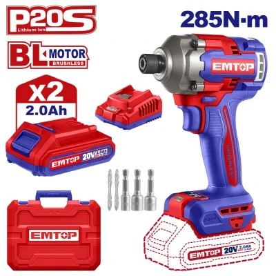Παλμικό κατσαβίδι Emtop με κινητήρα brushless & λειτουργία μπαταρίας 20V/2x2ah ecirl2028e με μέγιστη ροπή 285Nμ Παλμικό κατσαβίδι Emtop με κινητήρα brushless & λειτουργία μπαταρίας 20V/2x2ah ecirl2028e με μέγιστη ροπή 285Nμ