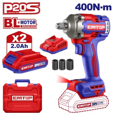 Μπουλονόκλειδο Εmtop brushless με λειτουργία μπαταρίας 20v/2x4ah τετράγωνη υποδοχή με δαχτυλίδι Μπουλονόκλειδο Εmtop brushless με λειτουργία μπαταρίας 20v/2x4ah τετράγωνη υποδοχή με δαχτυλίδι