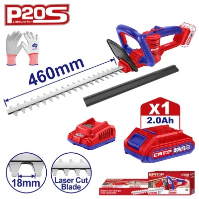Μπορντουροψάλιδο μπαταρίας Emtop brushless με ισχύς 20V μήκος λεπίδας 46cm με μπαταρία 2ah και φορτιστή 