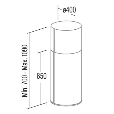 Απορροφητήρας νησίδα FARO-X-INOX διαμέτρου 40cm με ισχύ max 800m3/h