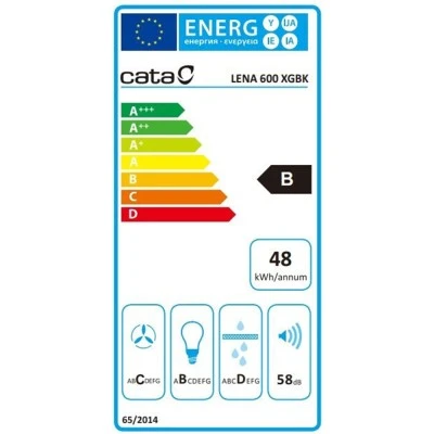Απορροφητήρας καμινάδα LENA-600XGBK μήκους 60cm με ισχύ max 500m3/h & μαύρη γυάλινη καμινάδα