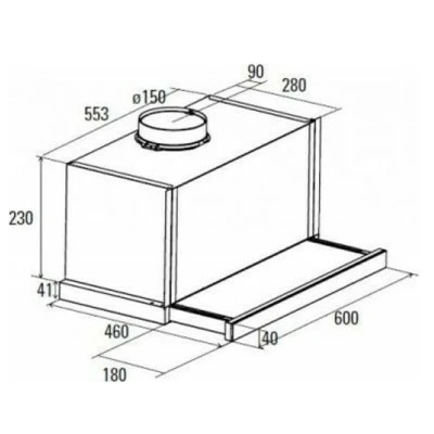 Συρόμενος απορροφητήρας INOX CATA TF-6600 DURALUM μήκος 60cm ισχύ max 1115m³/h