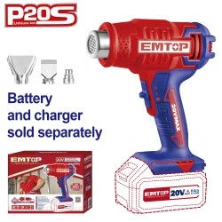 Πιστόλι θερμού αέρα μπαταρίας λιθίου Emtop 550 °C με τάση 20V ehgn20021 με ισχυρή θερμότητα