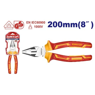 Πένσα ηλεκτρολόγου Emtop με μήκος 200mm eplrc0831 λαβή με μόνωση VDE