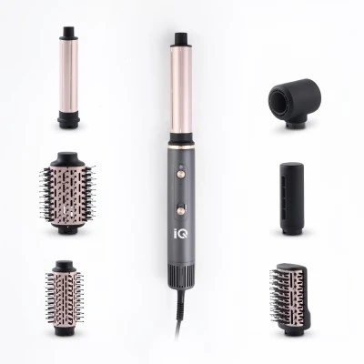 Airstyler 7 σε 1 IQ HD-1279 κεραμική ηλεκτρική βούρτσα με αέρα και περιστρεφόμενη κεφαλή για ίσιωμα και μπούκλες 1300W