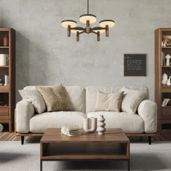 Κρεμαστό Φωτιστικό ASIAN 5Φωτο LED 52W CCT 3380lm – Αμμώδες Μαύρο Αλουμινίου, SMD, IP20, 600x330-1230mm