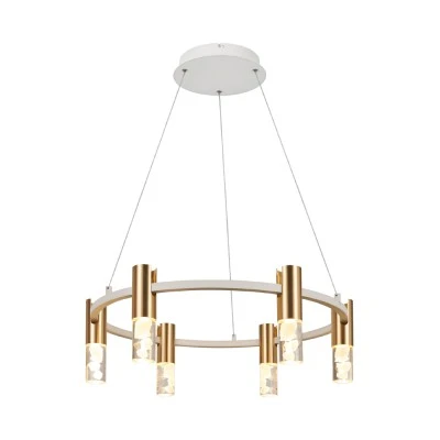 Κρεμαστό Φωτιστικό OASIS Εξάφωτο LED COB 43W 2150LM CCT, Αμμοδεές Λευκό Αλουμίνιο, IP20, 606x606x1500mm