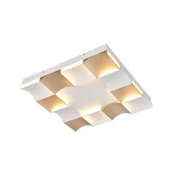 Φωτιστικό Οροφής CHESSY LED 63W SMD, Χρυσό Αμμοδεές Λευκό Αλουμίνιο, CCT 3150LM, IP20, 422x422x55mm