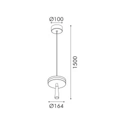 Κρεμαστό Φωτιστικό ASIAN LED 11W SMD, Αμμοδεές Μαύρο Αλουμίνιο, CCT 715LM, IP20, Φ164x1500mm