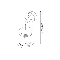 Φωτιστικό Επιτοίχιο ASIAN LED 11W COB SMD, Μαύρο Αμμοδεές Αλουμίνιο, 715LM, IP20, 164x222x400-700mm