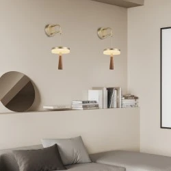 Φωτιστικό Επιτοίχιο ASIAN LED 11W SMD, Χρυσό Αλουμίνιο, CCT 715LM, IP20, 164x222x400-700mm