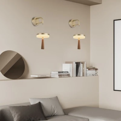 Φωτιστικό Επιτοίχιο ASIAN LED 11W SMD, Χρυσό Αλουμίνιο, CCT 715LM, IP20, 164x222x400-700mm