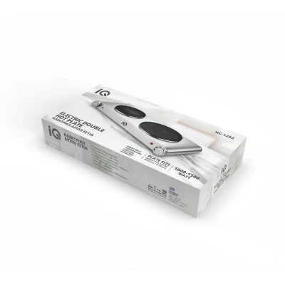 Διπλή ηλεκτρική εστία IQ KC-1252 1000W+1500W με ρυθμιζόμενη θερμοκρασία και διάμετρο εστιών 15cm και 18cm