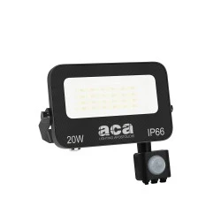 Προβολέας LED SMD 20W με Αισθητήρα 3CCT 2000lm – RA>80, στεγανός IP66, 185-265V Μαύρος