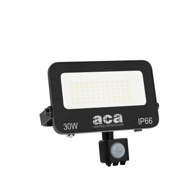 Προβολέας LED SMD 30W με Αισθητήρα 3CCT 3000lm – RA>80, στεγανός IP66, 185-260V Μαύρος