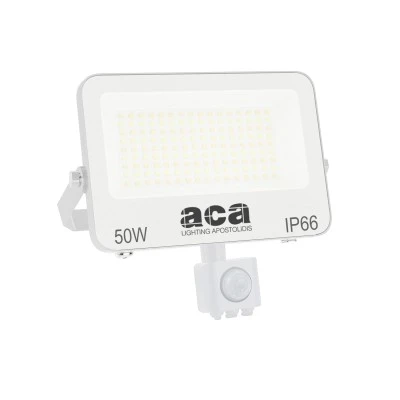 Προβολέας LED SMD 50W με Αισθητήρα 3CCT 5000lm RA>80, στεγανός IP66, 185-260V Λευκός
