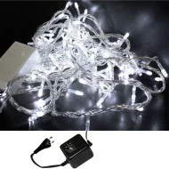 180 Χριστουγεννιάτικα led ψυχρά σε πλεξούδα 24V με 8 προγράμματα & διάφανο καλώδιο 10,5m