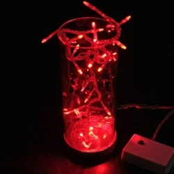 Χριστουγεννιάτικο γυάλινο βάζο με 32 led κόκκινα 8x23cm μετασχηματιστή & παροχή 1,5m
