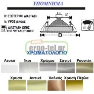 Φωτιστικό σποτ χωνευτό στρογγυλό σταθερό μεταλλικό χρυσό για λάμπες JC 12V ή G4 Led