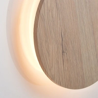 Επίτοιχο φωτιστικό led 5W ξύλινο στρόγγυλο 3000K θερμό φως σε απόχρωση ανοιχτού ξύλου
