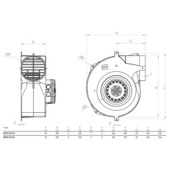 Φυγοκεντρος ανεμιστήρας BPS-B 140-60 μονοφασικό 230V 110W με διάμετρο Φ100mm 48Db