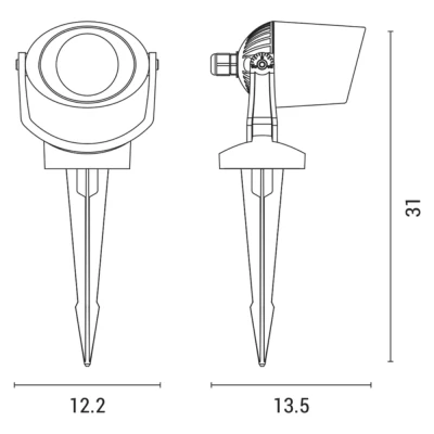 Φωτιστικό προβολάκι κήπου Fumaggali Minitommy LED με καρφί 3,5W GU10 310x122x135mm 2CCT (2700/4000K) μαύρο