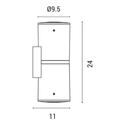 Απλίκα τοίχου Fumagalli Franca 90 2L με 2xGU10 LED 2,9W 2CCT 2700K-4000K μαύρη IP55