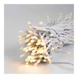 700 LED διακοσμητικά λαμπάκια 3mm με μετασχηματιστή 31V, 8 προγράμματα και μνήμη, λευκό καλώδιο PVC, θερμό λευκό φως ανά 5cm, παροχή 3m IP44