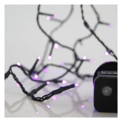 100 LED λαμπάκια σε σειρά με μωβ φως 8 προγράμματα & μνήμη, πράσινο PVC καλώδιο, 31V μετασχηματιστής, ανά 5cm, παροχή 3m IP44