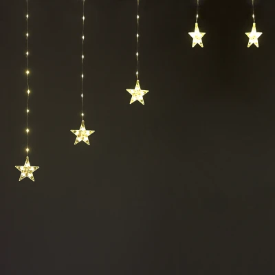 222 LED λαμπάκια κουρτίνα ΄θερμό χρώμα φωτός  6W STARS με διάσταση 3m x1.2m & 8 προγράμματα IP20