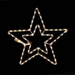 Χριστουγεννιάτικο αστέρι "DOUBLE STARS" με 60 LED & 2.5m μονοκάναλη φωτοσωλήνα σε θερμό λευκό χρώμα φωτός  IP65 