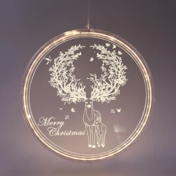 Ακρυλικό κρεμαστό στολίδι 3D τάρανδος με 36led λαμπάκια σταθερά  IP20 με διάσταση 21x21.6cm &  USB καλώδιο τροφοδοσίας