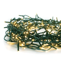 300 led λαμπάκια σε σειρά 5cm σούπερ θερμό χρώμα φωτός με αντάπτρα 31VDC & 8 προγράμμτα  IP44 15m με πράσινο καλώδιο