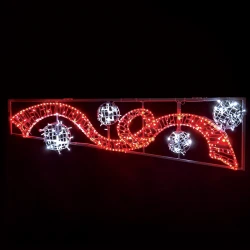 Διακοσμητικό RIBBON BALLS αριστερό με 512 LED 6m φωτοσωλήνα 16m λαμπάκια σε σειρά με κόκκινο-ψυχρό χρώμα φωτός  IP65 200x60 