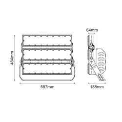Προβολέας Led High Power Flood Luminaire 720W 111600lm ψυχρό χρώμα φωτός 5000K  40° 230VAC IP65 IK10