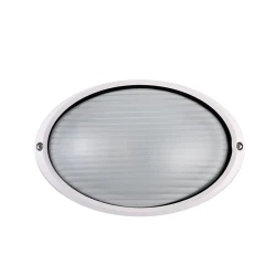 Φωτιστικό πλαφονιέρα 230VAC Ε27x1 Φ22cm οβάλ σε λευκό χρώμα αλουμινίου IP45