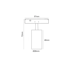 Φωτιστικό σποτ μαγνητικό mini μαύρο 24VDC 2W θερμό χρώμα φωτός 3000K 180lm 24° Φ26x46(72)mm