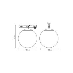 Φωτιστικό μαγνητικό mini μαύρο με οπάλ γυαλί 24VDC 7W  θερμό χρώμα φωτός 3000K 650lm 230° με διάμετρο Φ10cm 