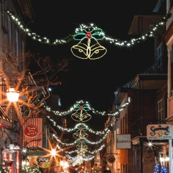 Επίστυλο σχέδιο "DOUBLE BELLS" με 288 LED & 8m φωτοσωλήνα κόκκινο - πράσινο - κίτρινο  IP65 75x58cm 1.5m καλώδιο τροφοδοσίας 