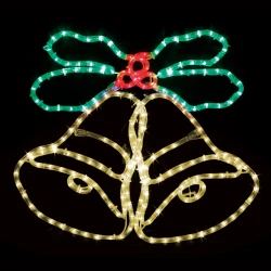 Επίστυλο σχέδιο "DOUBLE BELLS" με 288 LED & 8m φωτοσωλήνα κόκκινο - πράσινο - κίτρινο  IP65 75x58cm 1.5m καλώδιο τροφοδοσίας 