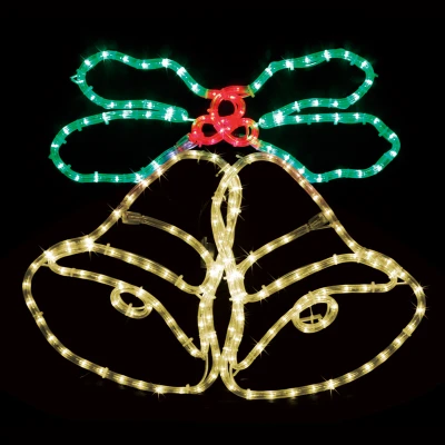 Επίστυλο σχέδιο "DOUBLE BELLS" με 288 LED & 8m φωτοσωλήνα κόκκινο - πράσινο - κίτρινο  IP65 75x58cm 1.5m καλώδιο τροφοδοσίας 