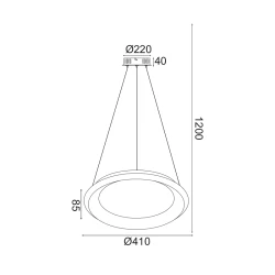 ΚΡΕΜΑΣΤΟ ΦΩΤΙΣΤΙΚΟ LED DIANA 36W CCT 3470LM ΜΑΥΡΟ ΜΕΤΑΛΛΙΚΟ D41xH120CM
