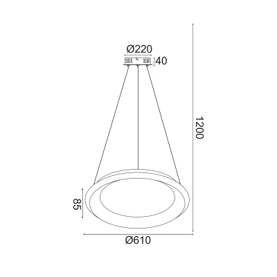 ΚΡΕΜΑΣΤΟ ΦΩΤΙΣΙΚΟ LED  DIANA 45W DIMMER CCT 3600LM ΜΑΥΡΟ ΜΕΤΑΛΛΙΚΟ D61XH120CM
