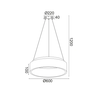 Κρεμαστό φωτιστικό LED Apollo 48W επιλογή ρύθμισης απόχρωσης φωτός CCT 5350lm λευκό ματ μεταλλικό με διάσταση D60xH120cm 