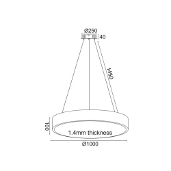ΚΡΕΜΑΣΤΟ ΦΩΤΙΣΤΙΚΑ LED OPTIMUS 100W 9500LM CCT ΜΑΥΡΟ ΜΕΤΑΛΛΙΚΟ D100XH120CM 