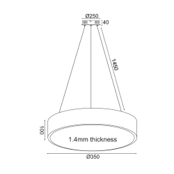ΚΡΕΜΑΣΤΟ ΦΩΤΙΣΤΙΚΟ LED OPTIMUS 32W 3180LM CCT ΜΑΥΡΟ ΜΕΤΑΛΛΙΚΟ D35XH140CM 
