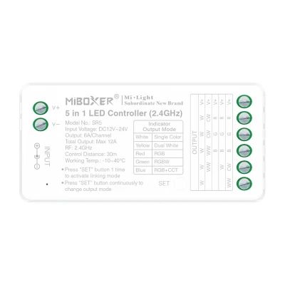 LED CONTROLLER 2.4G 5 ΣΕ 1 A-SR5 74.5 x 36 x 17mm 12V DC /144W  24V DC/ 288W