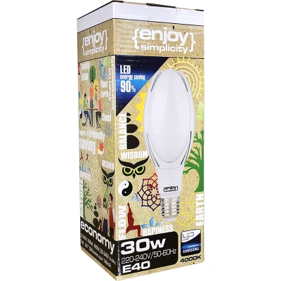 Λάμπα led E40 μεγάλης ισχύος manolia 30W 230V 6500K ψυχρό φως δέσμης 340° 3200Lumen