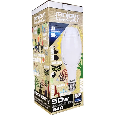 Λάμπα led E40μεγάλης ισχύος manolia 50W 230V 6500K ψυχρό φως δέσμης 340° 5400Lumen