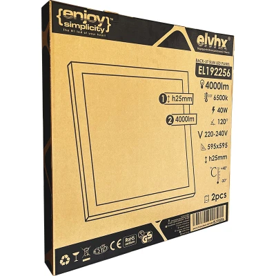 Πάνελ LED backlit 25mm 40W 230V 6500k ψυχρό φως 4000lm χρόνος ζωής 25.000h Πάνελ LED backlit 25mm 40W 230V 6500k ψυχρό φως 4000lm χρόνος ζωής 25.000h